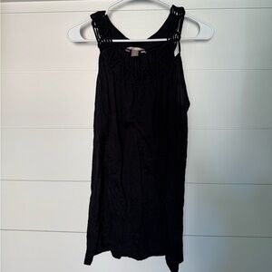 White Stag Black Top with Crochet Accents, Women’s  XL